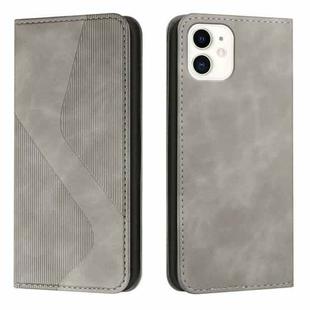 Skin Feel Magnetic S-type Solid Color Horizontal Flip Leather Case with Holder & Card Slot & Wallet For iPhone 13 mini(Grey)