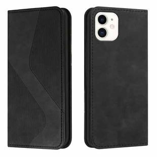 Skin Feel Magnetic S-type Solid Color Horizontal Flip Leather Case with Holder & Card Slot & Wallet For iPhone 13 mini(Black)
