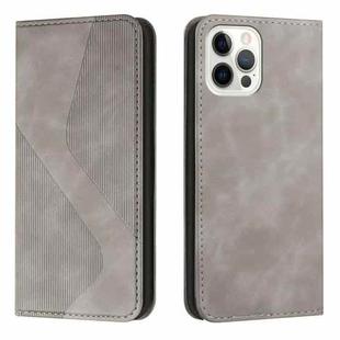 Skin Feel Magnetic S-type Solid Color Horizontal Flip Leather Case with Holder & Card Slot & Wallet For iPhone 13 Pro(Grey)