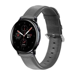 For Galaxy Watch Active Smart Watch Cowhide Leather Watch Band, Size:L 20mm(Grey)