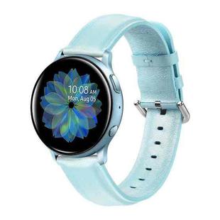 For Galaxy Watch Active Smart Watch Cowhide Leather Watch Band, Size:L 20mm(Light Blue)