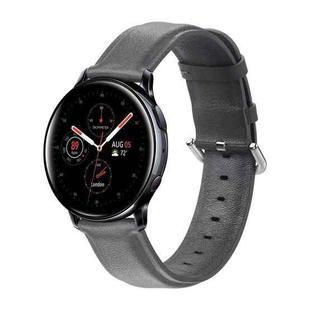 For Galaxy Watch Active Smart Watch Cowhide Leather Watch Band, Size:S 20mm(Grey)