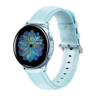 For Galaxy Watch Active Smart Watch Cowhide Leather Watch Band, Size:S 20mm(Light Blue)