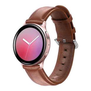 For Galaxy Watch Active 2 Smart Watch Cowhide Leather Watch Band, Size:22mm(Brown)