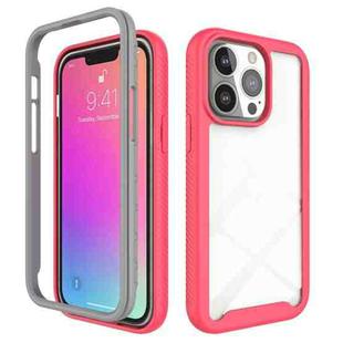For iPhone 13 Starry Sky Solid Color Series Shockproof PC + TPU Protective Case(Light Red)