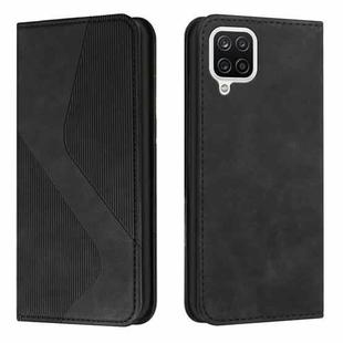 For Samsung Galaxy A22 4G Skin Feel Magnetic S-type Solid Color Horizontal Flip Leather Case with Holder & Card Slot & Wallet(Black)