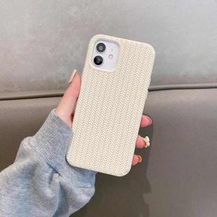 For iPhone 12 Herringbone Texture Silicone Protective Case(White)