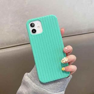 For iPhone 12 Herringbone Texture Silicone Protective Case(Light Green)