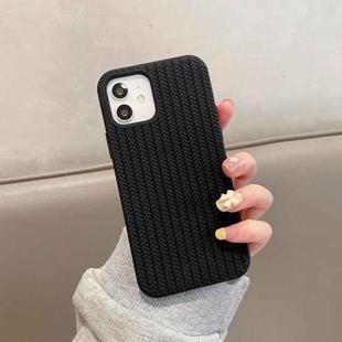 For iPhone 12 Pro Herringbone Texture Silicone Protective Case(Black)