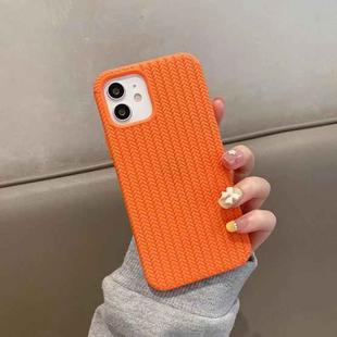 For iPhone 12 Pro Herringbone Texture Silicone Protective Case(Orange)