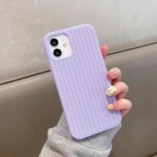 For iPhone 12 Pro Max Herringbone Texture Silicone Protective Case(Light Purple)