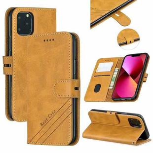 Stitching Style 2-Color Cow Texture Horizontal Flip PU Leather Case with Holder & Card Slot & Lanyard For iPhone 13(Yellow)