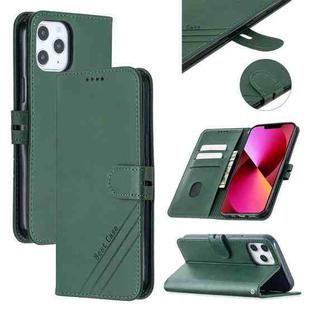 Stitching Style 2-Color Cow Texture Horizontal Flip PU Leather Case with Holder & Card Slot & Lanyard For iPhone 13(Green)