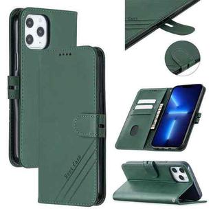 Stitching Style 2-Color Cow Texture Horizontal Flip PU Leather Case with Holder & Card Slot & Lanyard For iPhone 13 Pro(Green)
