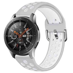 For Galaxy Watch 46 / S3 / Huawei Watch GT 1 / 2 22mm Smart Watch Silicone Double Color Watch Band, Size:L(Grey White)