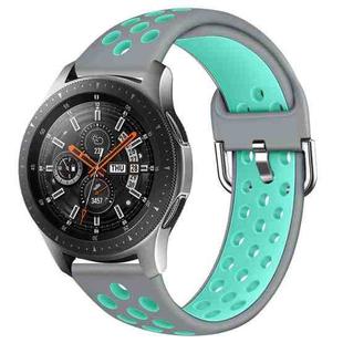 For Galaxy Watch 46 / S3 / Huawei Watch GT 1 / 2 22mm Smart Watch Silicone Double Color Watch Band, Size:L(Grey Green)