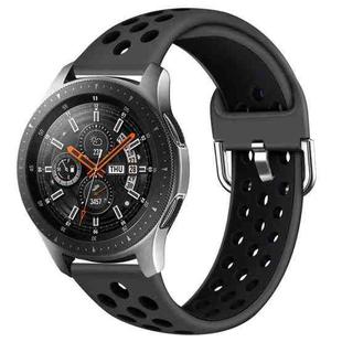 For Galaxy Watch 46 / S3 / Huawei Watch GT 1 / 2 22mm Smart Watch Silicone Double Color Wrist Strap Watchband, Size:S(Grey Black)