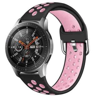 For Galaxy Watch 46 / S3 / Huawei Watch GT 1 / 2 22mm Smart Watch Silicone Double Color Wrist Strap Watchband, Size:S(Black Pink)