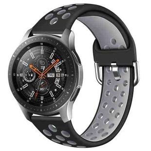 For Galaxy Watch 46 / S3 / Huawei Watch GT 1 / 2 22mm Smart Watch Silicone Double Color Wrist Strap Watchband, Size:S(Black Grey)