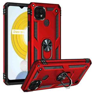 For OPPO Realme C21 Shockproof TPU + PC Protective Case with 360 Degree Rotating Holder(Red)