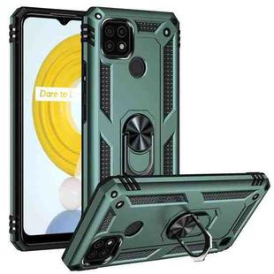 For OPPO Realme C21 Shockproof TPU + PC Protective Case with 360 Degree Rotating Holder(Deep Green)