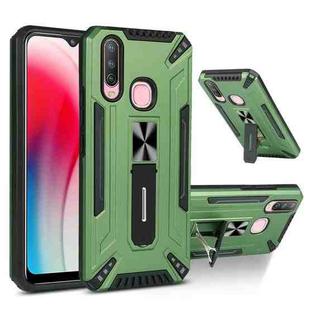For vivo Y17 War-god Armor TPU + PC Shockproof Magnetic Protective Case with Folding Holder(Dark Green)