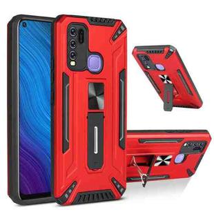 For vivo Y50 War-god Armor TPU + PC Shockproof Magnetic Protective Case with Folding Holder(Red)