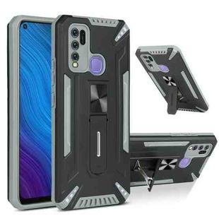 For vivo Y50 War-god Armor TPU + PC Shockproof Magnetic Protective Case with Folding Holder(Grey + Black)