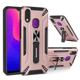 For vivo Y95 War-god Armor TPU + PC Shockproof Magnetic Protective Case with Folding Holder(Rose Gold)