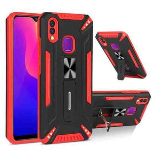 For vivo Y95 War-god Armor TPU + PC Shockproof Magnetic Protective Case with Folding Holder(Red+ Black)