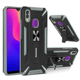 For vivo Y95 War-god Armor TPU + PC Shockproof Magnetic Protective Case with Folding Holder(Grey + Black)