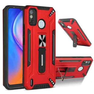 For Tecno Spark 6 Go War-god Armor TPU + PC Shockproof Magnetic Protective Case with Folding Holder(Red)