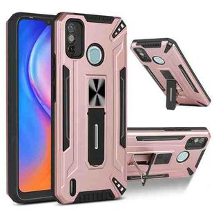 For Tecno Spark 6 Go War-god Armor TPU + PC Shockproof Magnetic Protective Case with Folding Holder(Rose Gold)