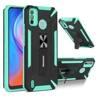 For Tecno Spark 6 Go War-god Armor TPU + PC Shockproof Magnetic Protective Case with Folding Holder(Green + Black)