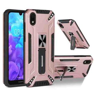 For Huawei Y5 2019 War-god Armor TPU + PC Shockproof Magnetic Protective Case with Folding Holder(Rose Gold)