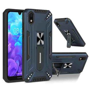 For Huawei Y5 2019 War-god Armor TPU + PC Shockproof Magnetic Protective Case with Folding Holder(Blue)