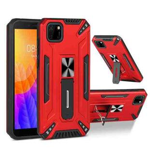 For Huawei Y5p War-god Armor TPU + PC Shockproof Magnetic Protective Case with Folding Holder(Red)