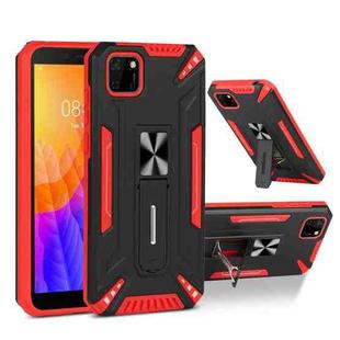 For Huawei Y5p War-god Armor TPU + PC Shockproof Magnetic Protective Case with Folding Holder(Red+ Black)