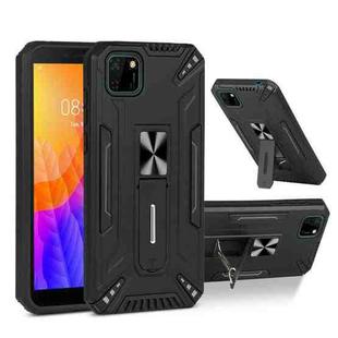 For Huawei Y5p War-god Armor TPU + PC Shockproof Magnetic Protective Case with Folding Holder(Black)