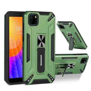 For Huawei Y5p War-god Armor TPU + PC Shockproof Magnetic Protective Case with Folding Holder(Dark Green)