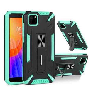 For Huawei Y5p War-god Armor TPU + PC Shockproof Magnetic Protective Case with Folding Holder(Green + Black)