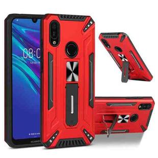 For Huawei Y6 2019 War-god Armor TPU + PC Shockproof Magnetic Protective Case with Folding Holder(Red)