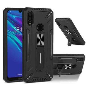 For Huawei Y6 2019 War-god Armor TPU + PC Shockproof Magnetic Protective Case with Folding Holder(Black)