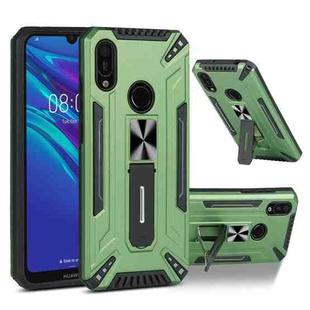 For Huawei Y6 2019 War-god Armor TPU + PC Shockproof Magnetic Protective Case with Folding Holder(Dark Green)