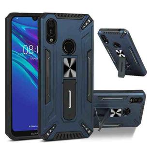 For Huawei Y6 2019 War-god Armor TPU + PC Shockproof Magnetic Protective Case with Folding Holder(Blue)