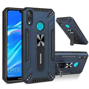 For Huawei Y7 2019 War-god Armor TPU + PC Shockproof Magnetic Protective Case with Folding Holder(Blue)
