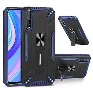 For Huawei Y8p War-god Armor TPU + PC Shockproof Magnetic Protective Case with Folding Holder(Blue + Black)