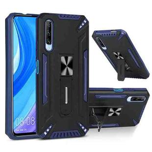 For Huawei Y9s War-god Armor TPU + PC Shockproof Magnetic Protective Case with Folding Holder(Blue + Black)