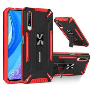 For Huawei Y9s War-god Armor TPU + PC Shockproof Magnetic Protective Case with Folding Holder(Red+ Black)