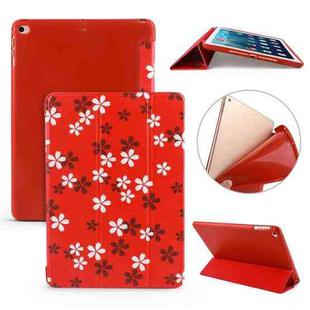 For iPad 10.2 Colored Pattern Horizontal Flip PU Leather Case, with Three-folding Holder & Honeycomb TPU Cover(Sakura)